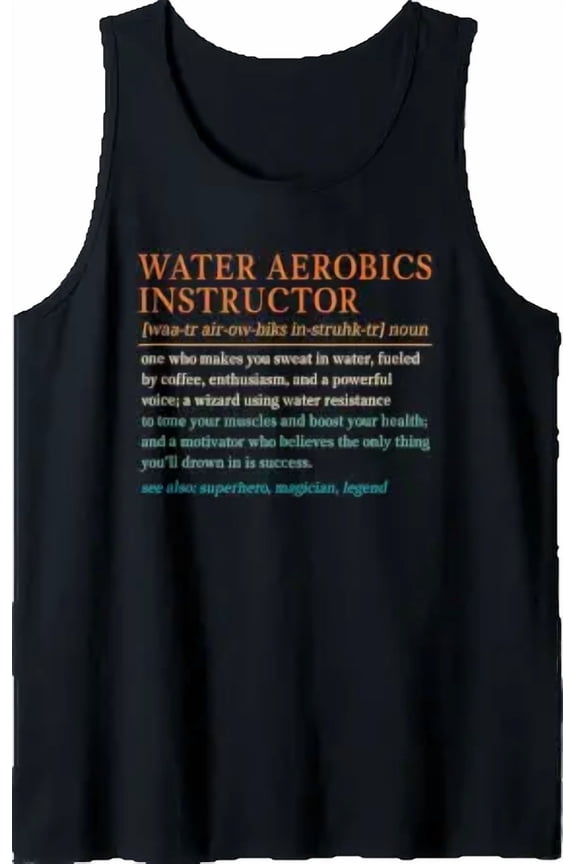 Aqua Water Aerobics Instructor Fitness Swimming Waterobics Tank Top Size S-3XL