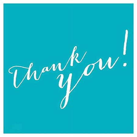 Aqua Whimsical Thank You Square Favor Labels, 40-Pack