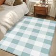 thumbnail image 1 of Aqua White Buffalo Check 3x5 Area Rugs, Farmhouse Plaid Modern Geometric Non-Skid Rubber Backing Large Rectangle Rugs - Living Room Bedroom Home Office, Indoor Floor Mat Carpets Washable Rug, 1 of 9
