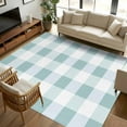 thumbnail image 1 of Aqua White Buffalo Check 6x9 Area Rugs, Farmhouse Plaid Modern Geometric Non-Skid Rubber Backing Large Rectangle Rugs - Living Room Bedroom Home Office, Indoor Floor Mat Carpets Washable Rug, 1 of 9