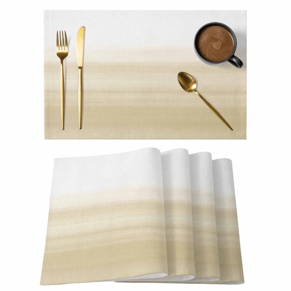 Aqua White Gradient Placemats Set of 2, Abstract Ombre Texture Modern Art Non-Slip Place Mats Washable Table Mats for Kitchen Dining Table Decorations Indoor/Outdoor