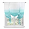 thumbnail image 1 of Aqua White Gradient Tie Up Curtain 63 Inches Long, Abstract Ombre Texture Modern Art Balloon Style Kitchen Window Curtain Over Sink, Small Window Rod Pocket Curtain 46"x63", 1 of 9