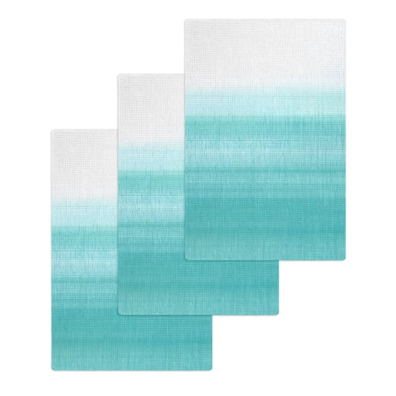 Aqua White Ombre Hand Towels Set,Waffle Weave Kitchen Towels 3PCS,Chic Modern Funny Abstract Striped Art Microfiber Hair Face Bath Tea Towel Absorbent Quick Drying Cleaning Dish Cloths,15.7"x23.6"