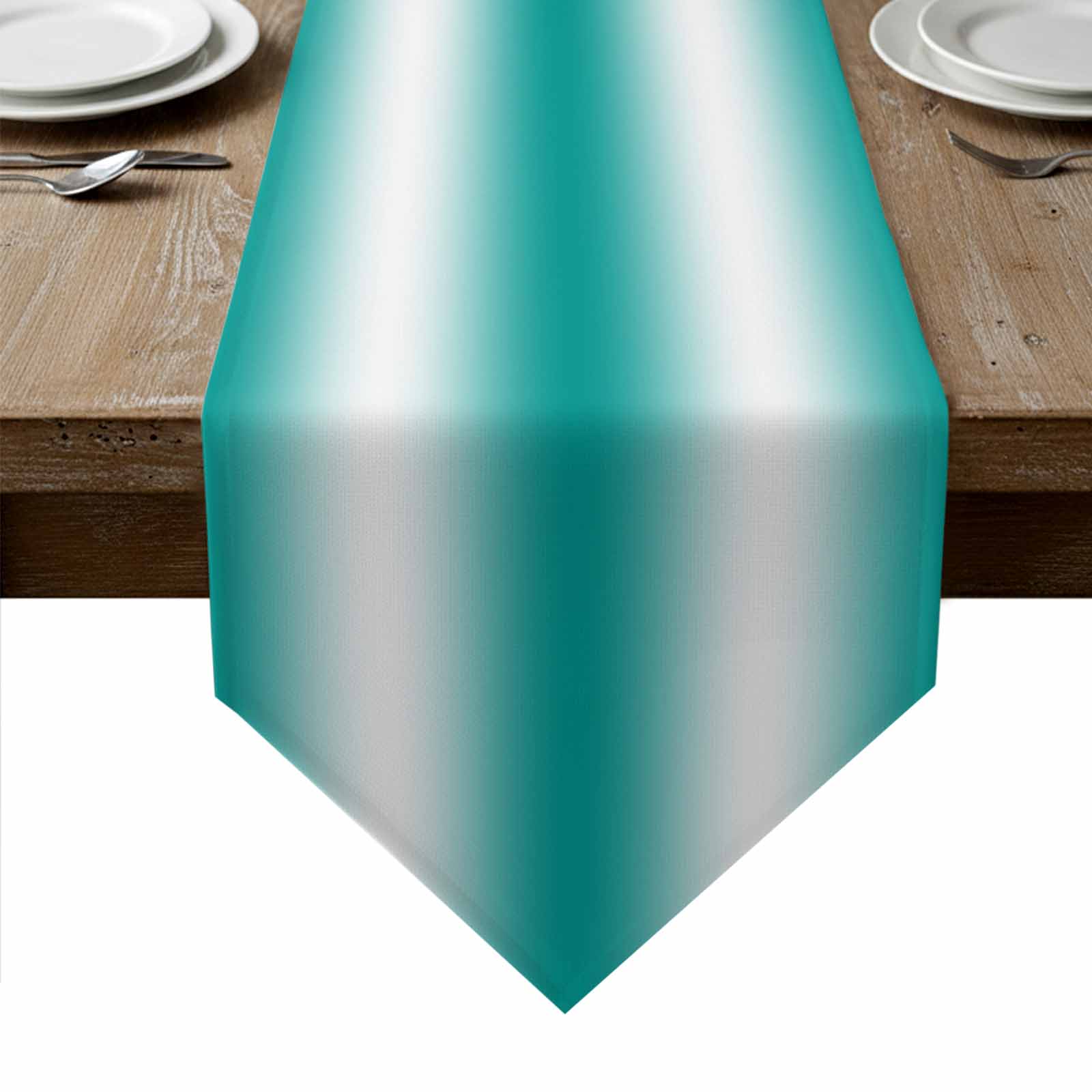 Aqua White Ombre Table Runner Linen Burlap Table Runner 72 Inches Long ...