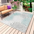 thumbnail image 1 of Aqua White Outdoor Rug for Patio/Deck/Porch, Non-Slip Large Area Rug 6 x 9 Ft, Abstract Grey Chrysanthemum Flower Floral Indoor Outdoor Rugs Washable Area Rugs, Reversible Camping Rug Carpet Runner, 1 of 8
