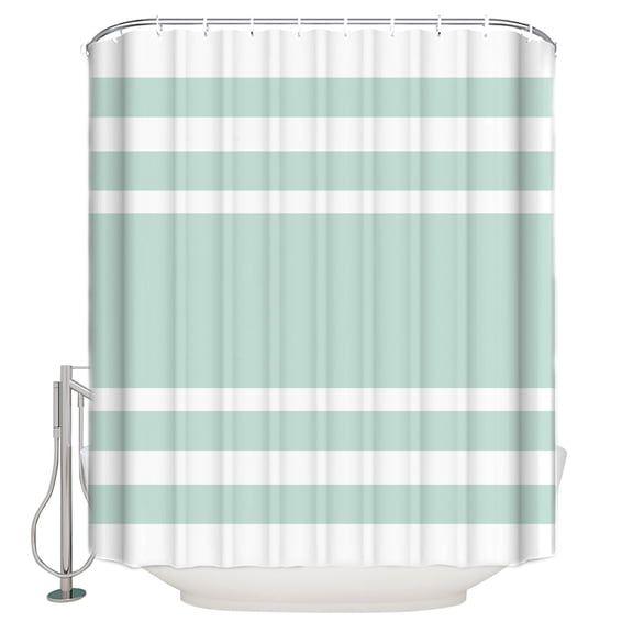 Aqua White Shower Curtain, 72" x 72", Stripe Waterproof Bathroom Curtain Washable Shower Curtain Set with 12 Hooks