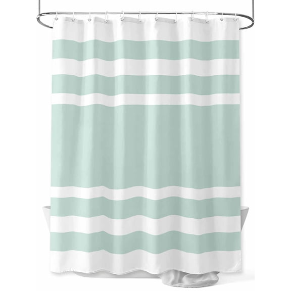 Aqua White Shower Curtain, Stripe Waterproof Shower Curtain Set with 12 Hooks Lightweight Washable Fabric Shower Curtains for Bathroom 36x72 Inches
