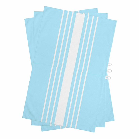 Aqua White Stripe Kitchen Towels Set of 3, Water Absorbent Dish Towel, Modern Rustic Vertical Striped Decorative Hand Towels - Quick Drying Cloth for Cooking Baking, 18x28 Inch