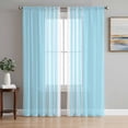 thumbnail image 1 of Aqua White Stripe Sheer Curtains 63 Inch Length 2 Panels Set, Modern Rustic Vertical Striped Voile Window Treatment Rod Pocket Curtains Sheers Drapes for Bedroom/Living Room/Kitchen 52x"63"x2, 1 of 7
