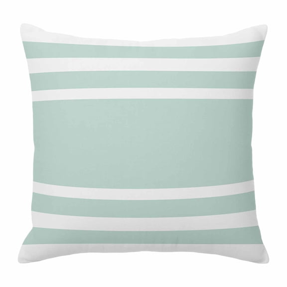 Aqua White Throw Pillow Cover Stripe Cotton Linen Cushion Cover Throw Pillow Case with Invisible Zipper for Couch Sofa Bed Chair Car 16x16 Inch