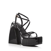 Aqua Womens Chanc Strappy Heels Black Patent 9.5M