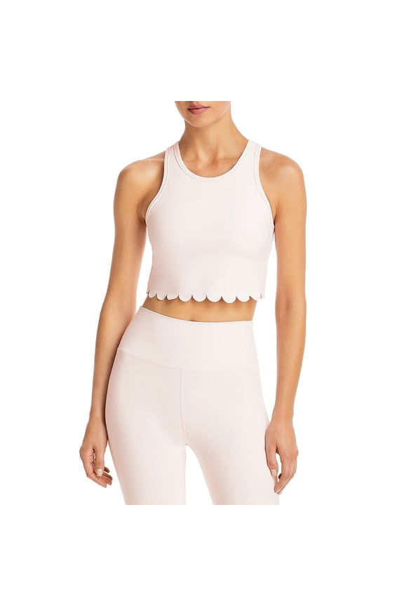 Women's Scallop-Hem Crop Top White L B4HP