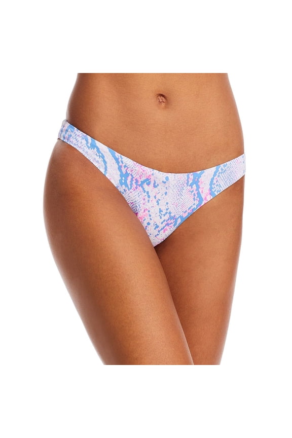 Women's Snake Print Scoop Bikini Bottom Blue L B4HP