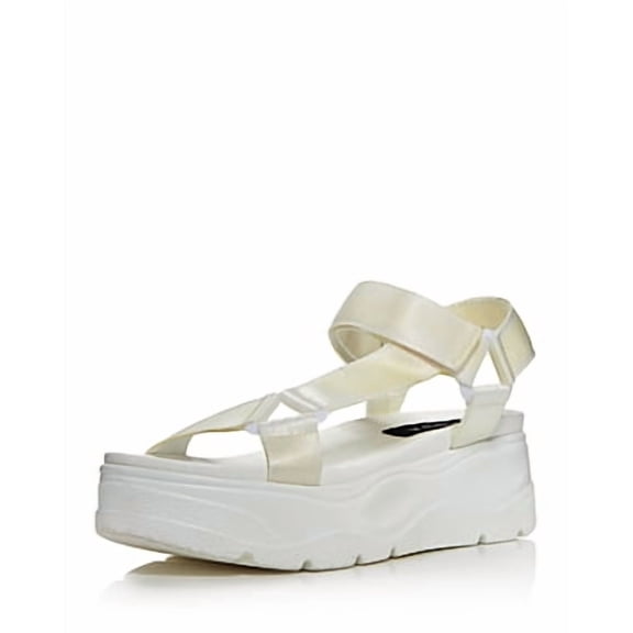 Aqua Women's Sun Strappy Wedge Platform Sandals White 10 M