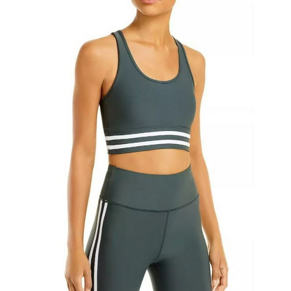Aqua Women's Teal Athletic Striped Hem Sports Bra, Large