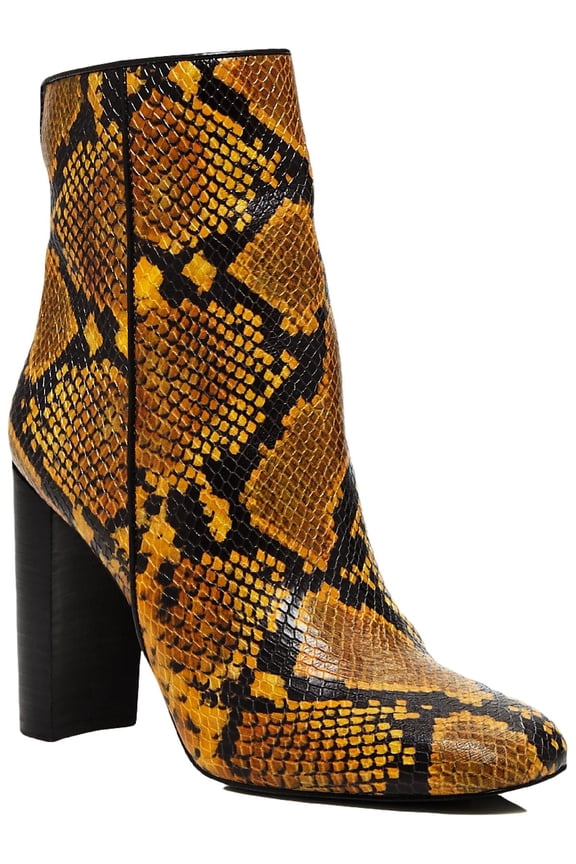 Women's Yellow Leather Soren Block Heel Booties