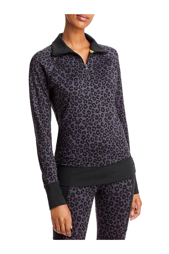 Womens 1/2 Zip Animal Print Sweatshirt