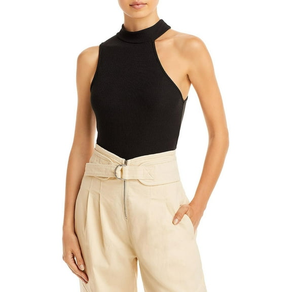 Aqua Womens Asymmetric Mock Neck Bodysuit