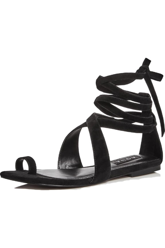 Womens Bay Suede Lace-Up Flats Black 8 Medium (B,M)