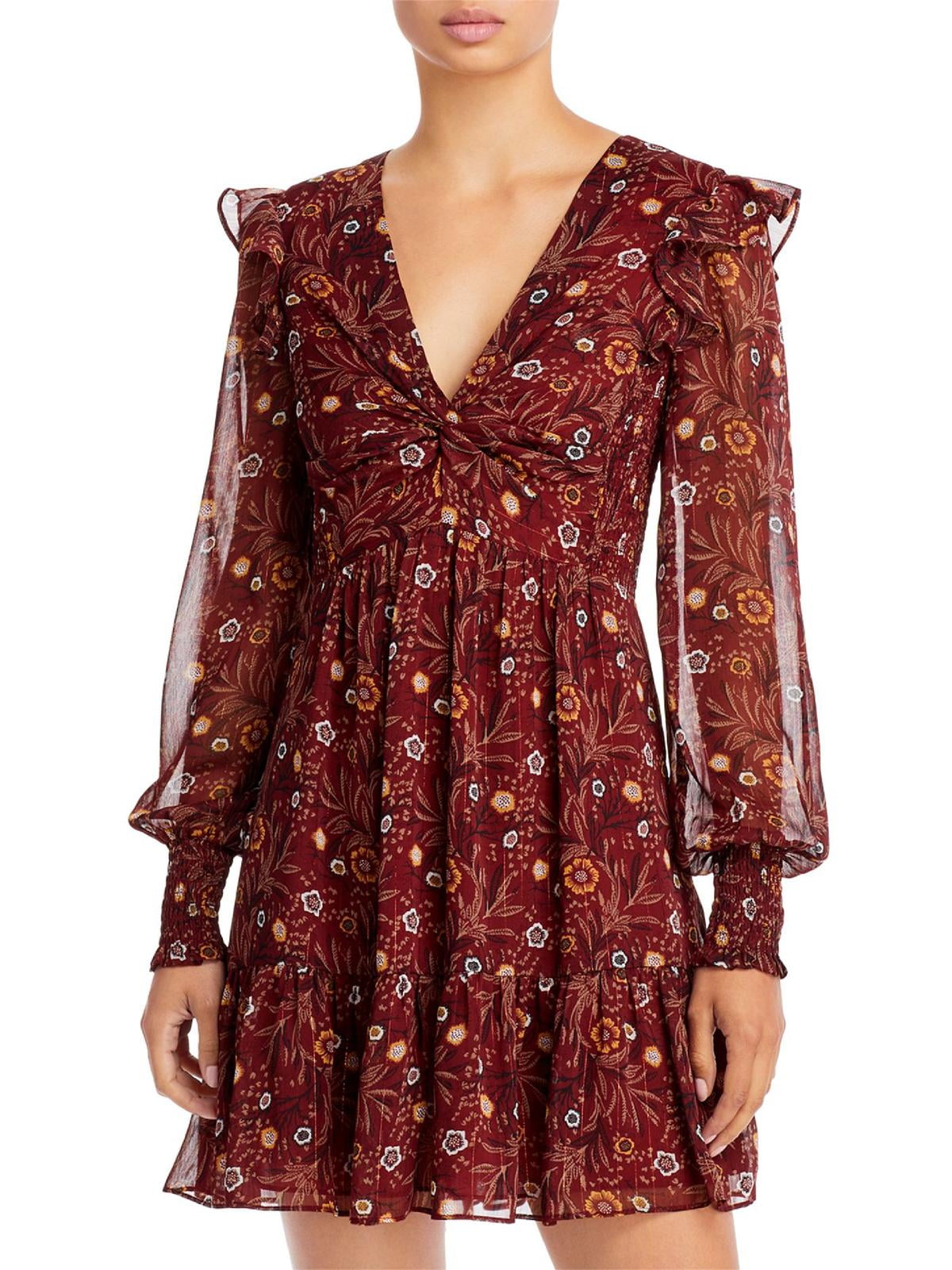 Aqua Womens Chiffon Metallic Fit & Flare Dress - Walmart.com