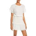 thumbnail image 1 of Aqua Womens Chiffon Smocked Mini Dress White XS, 1 of 2