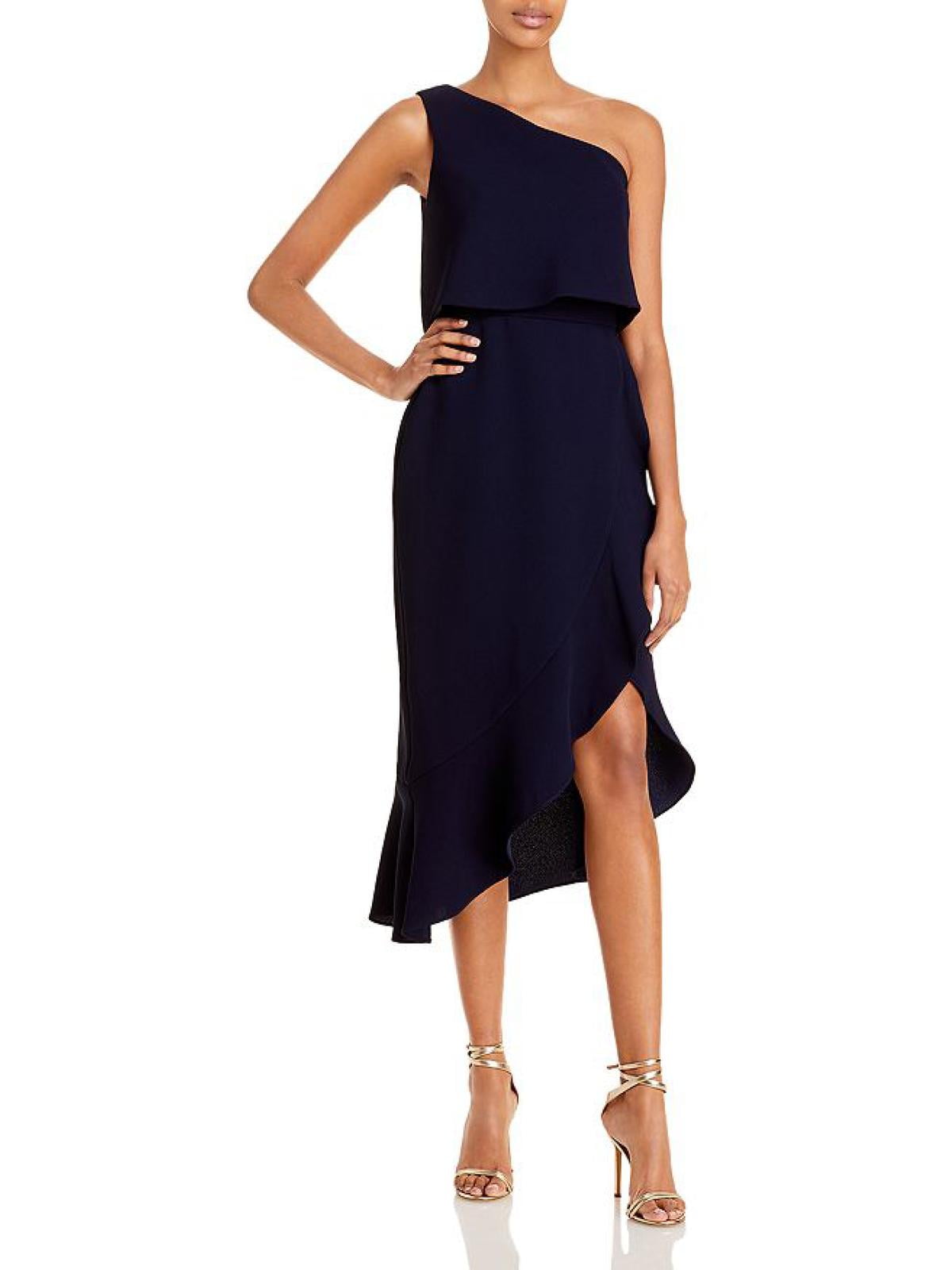 aqua one shoulder crepe dress Aqua One-shoulder Ruffle Scuba Crepe Dress