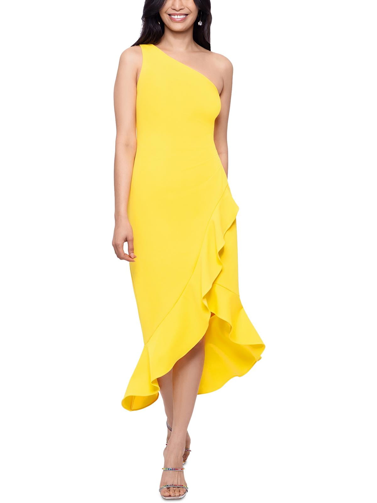 Aqua Womens Crepe One-Shoulder Midi Dress - Walmart.com