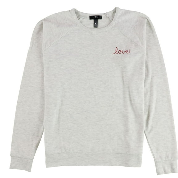 Aqua Womens Embroidered Love Pajama Sweater, Grey, Medium