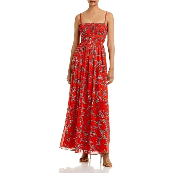 Aqua Womens Floral Adjustable Straps Evening Dress