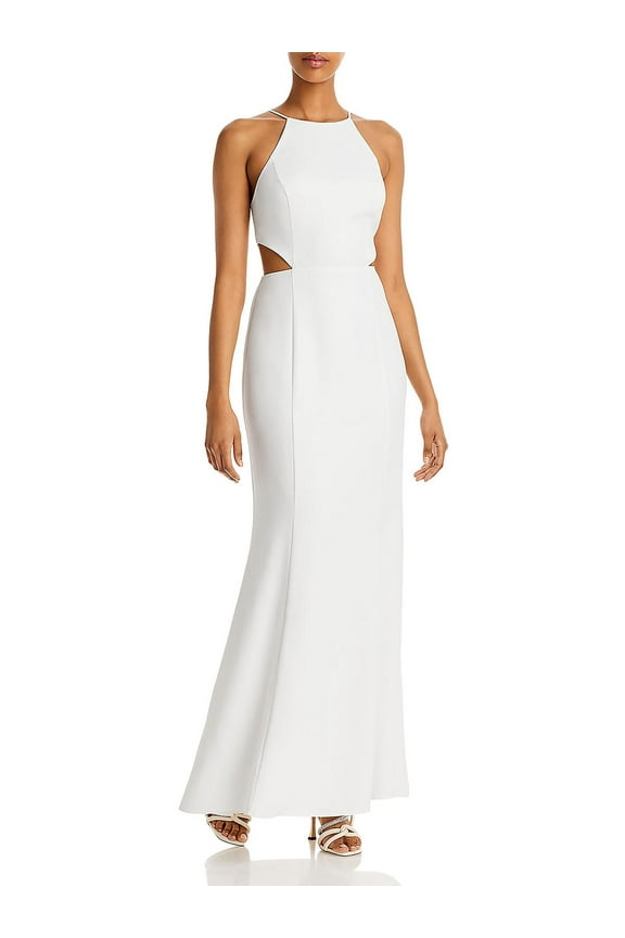 Womens Halter Cut-Out Evening Dress