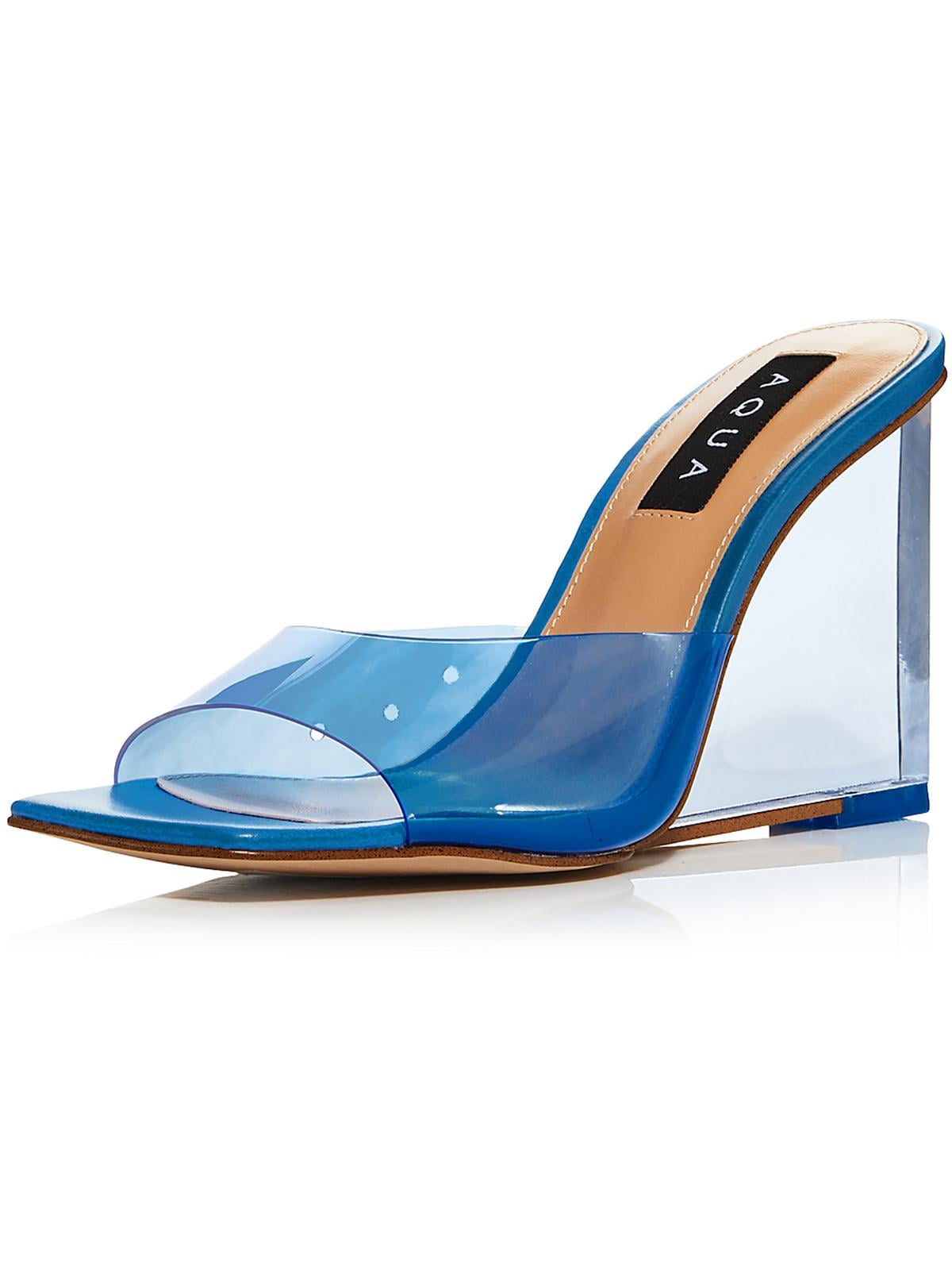 AQUA Womens Light Blue Padded Jelly Square Toe Slip On Heeled main image 0