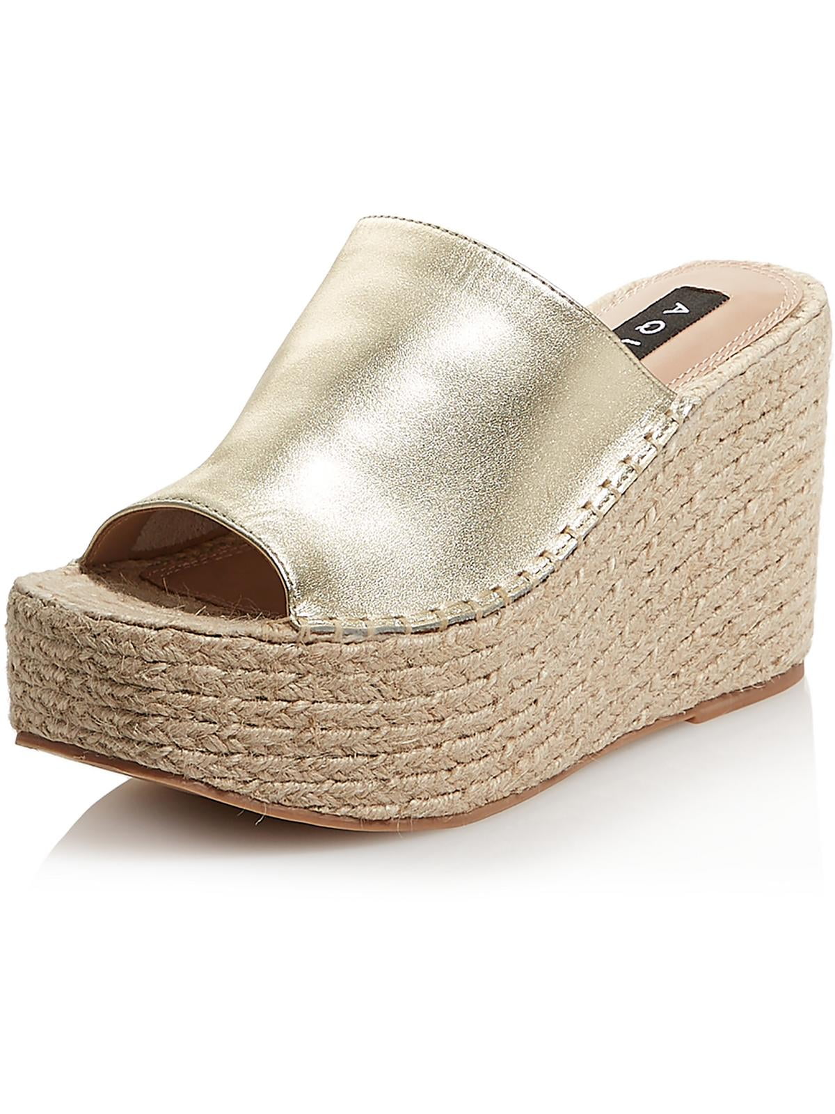 Aqua Womens Jacy Leather Slip On Espadrilles Walmart