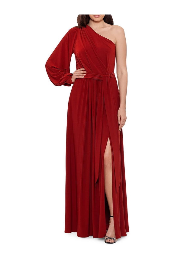 Womens Matte Jersey One Shoulder Evening Dress