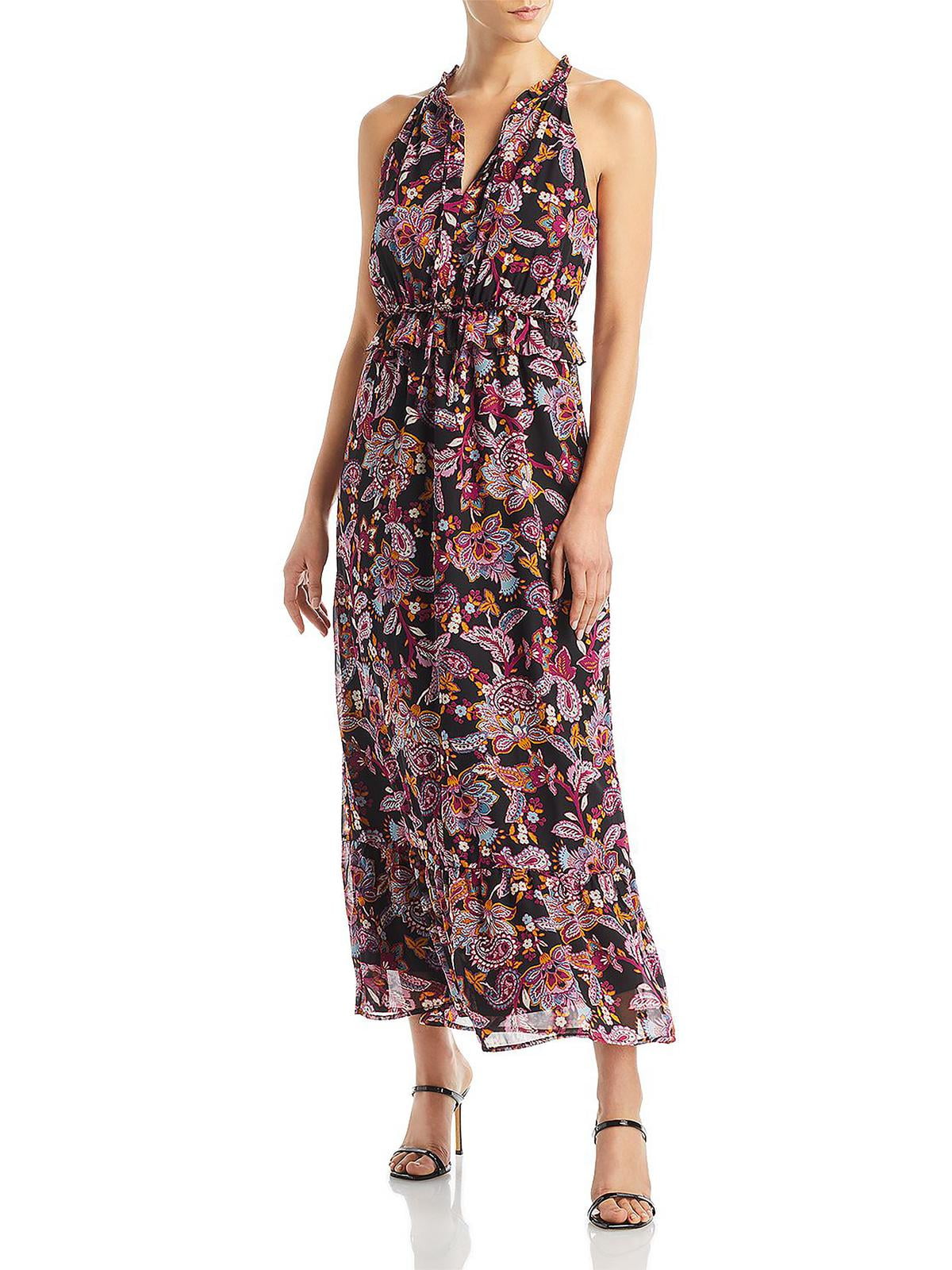 chinese dress ladies Sleeveless Sadie Maxi Dress Aqua Floral Silhouette Jacquard Blue / XXL