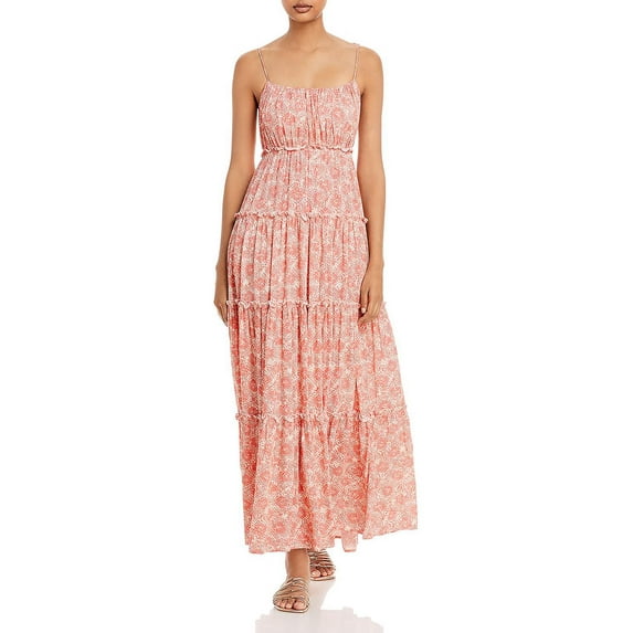 Aqua Womens Printed Scoop Neck Maxi Dress