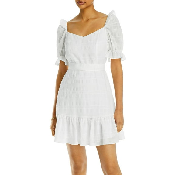 Aqua Womens Puff Sleeve Short Mini Dress