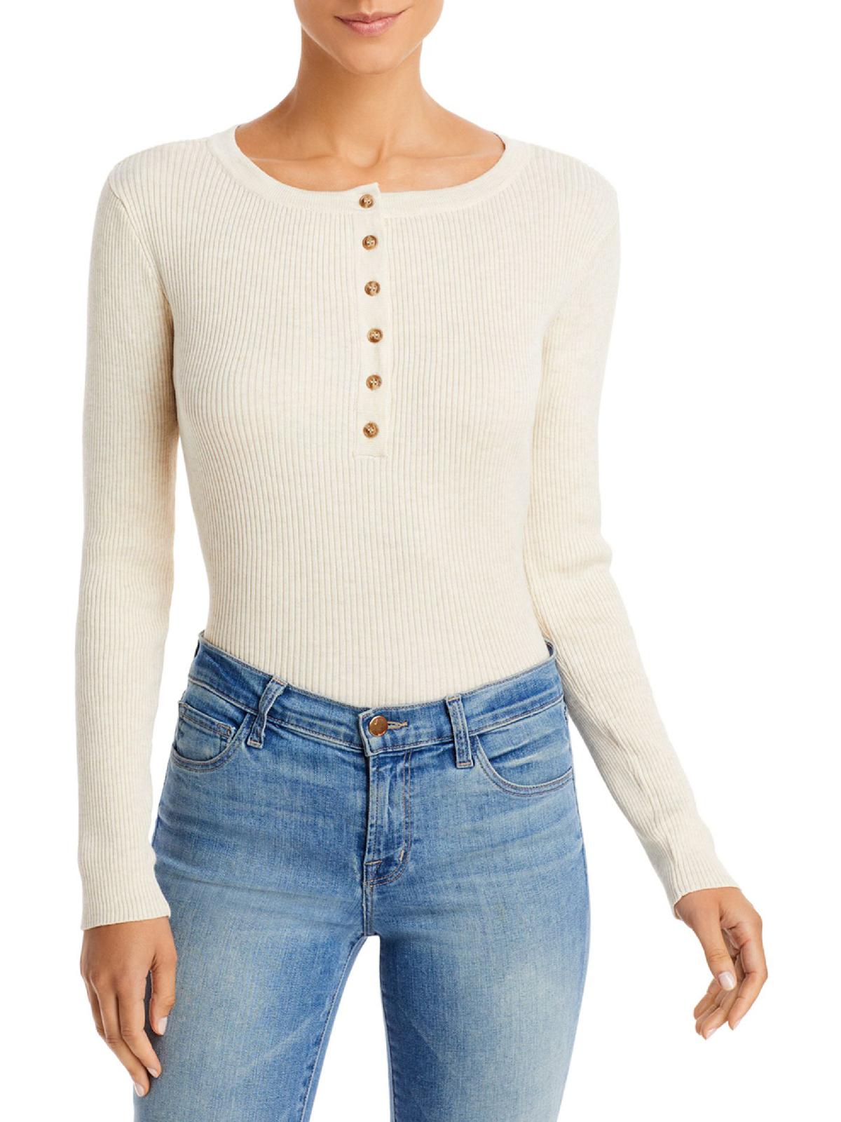 Aqua Womens Ribbed Henley Bodysuit