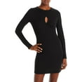 thumbnail image 1 of Aqua Womens Ribbed Knit Keyhole Mini Dress, 1 of 2