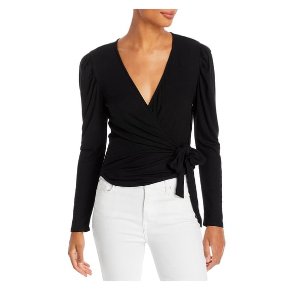 Aqua Womens Ribbed Side Tie Wrap Top