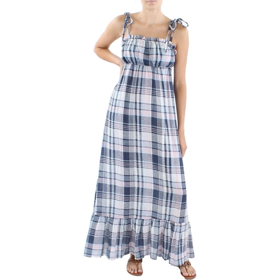 Aqua Womens Ruffled Long Maxi Dress