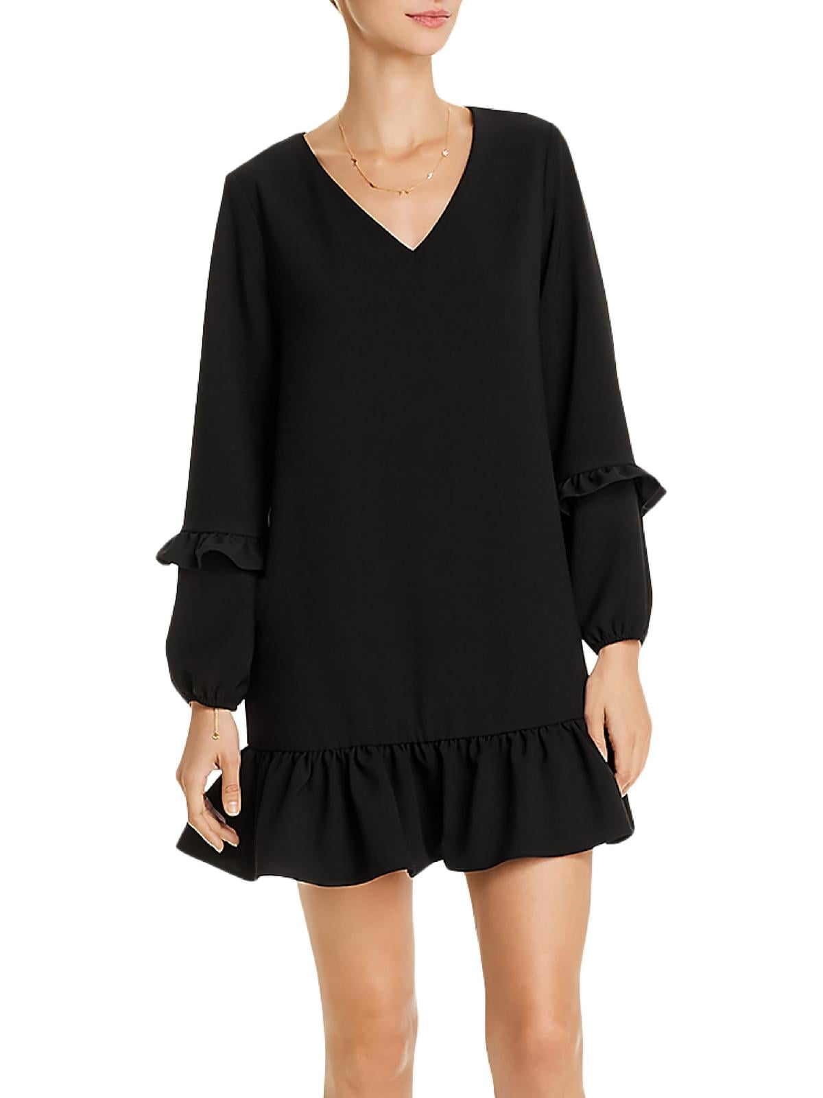 aqua ruffled v neck mini dress Aqua Womens Ruffled V-Neck Mini Dress
