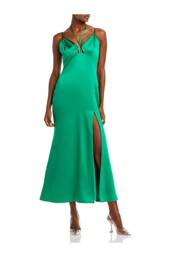 Womens Satin Halter Slip Dress