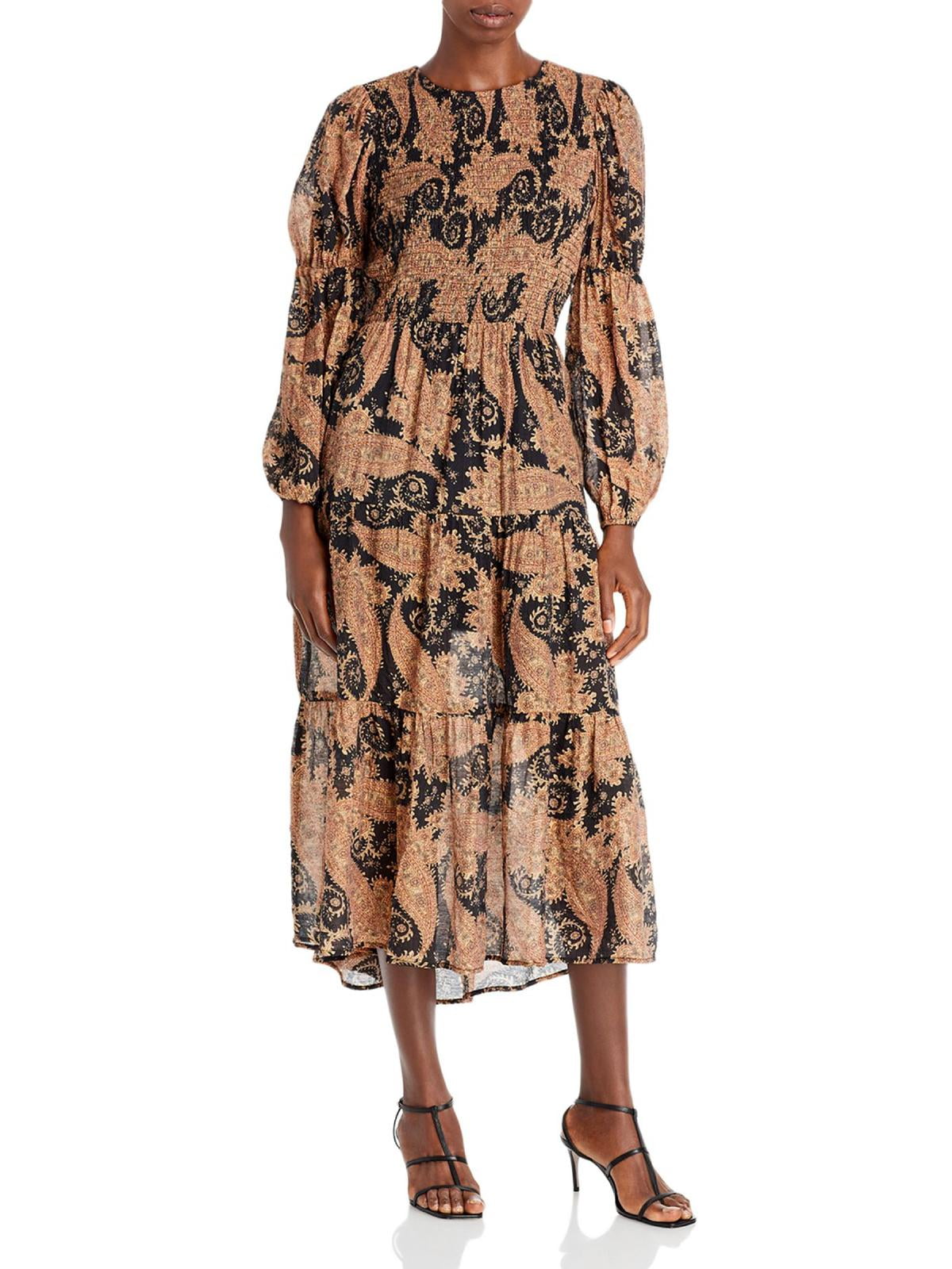 aqua floral smocked midi dress AQUA Smocked Floral Print Midi Dress - 100% Exclusive Size XS