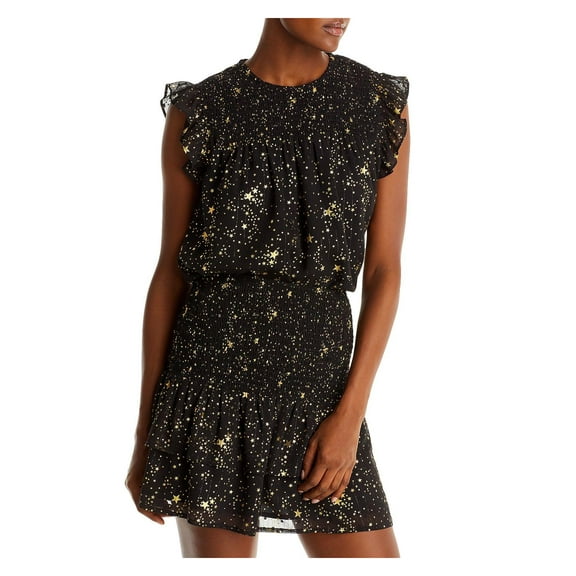 Aqua Womens Smocked Printed Blouse