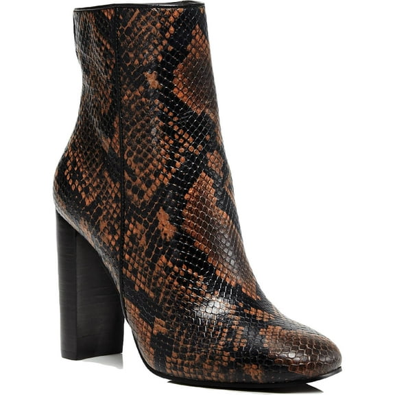 Aqua Womens Soren Leather Block Heel Ankle Boots Brown 7.5 Medium (B,M)