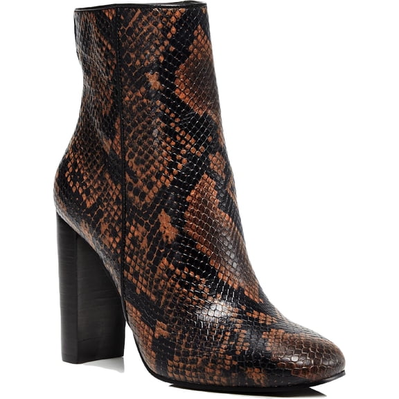 Aqua Womens Soren Leather Block Heel Ankle Boots Brown 8 Medium (B,M)