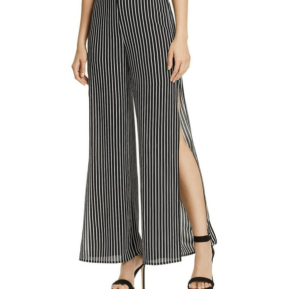 Aqua Womens Split Casual Wide Leg Pants, Black, Medium