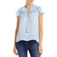thumbnail image 1 of Aqua Womens Split Neck Ruffled Blouse, 1 of 2