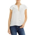 thumbnail image 1 of Aqua Womens Split Neck Ruffled Blouse, 1 of 2