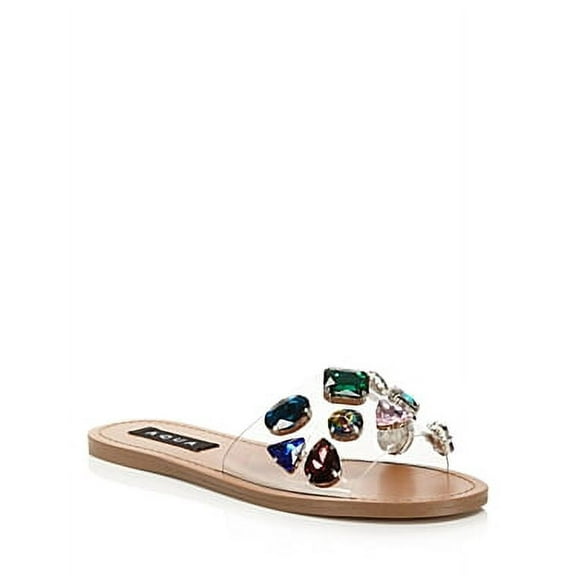 Aqua Womens Trinket Embellished Summer Slide Sandals 6